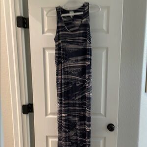 NIC+ZOE Blue and White Sleeveless Sheath Maxi Dress